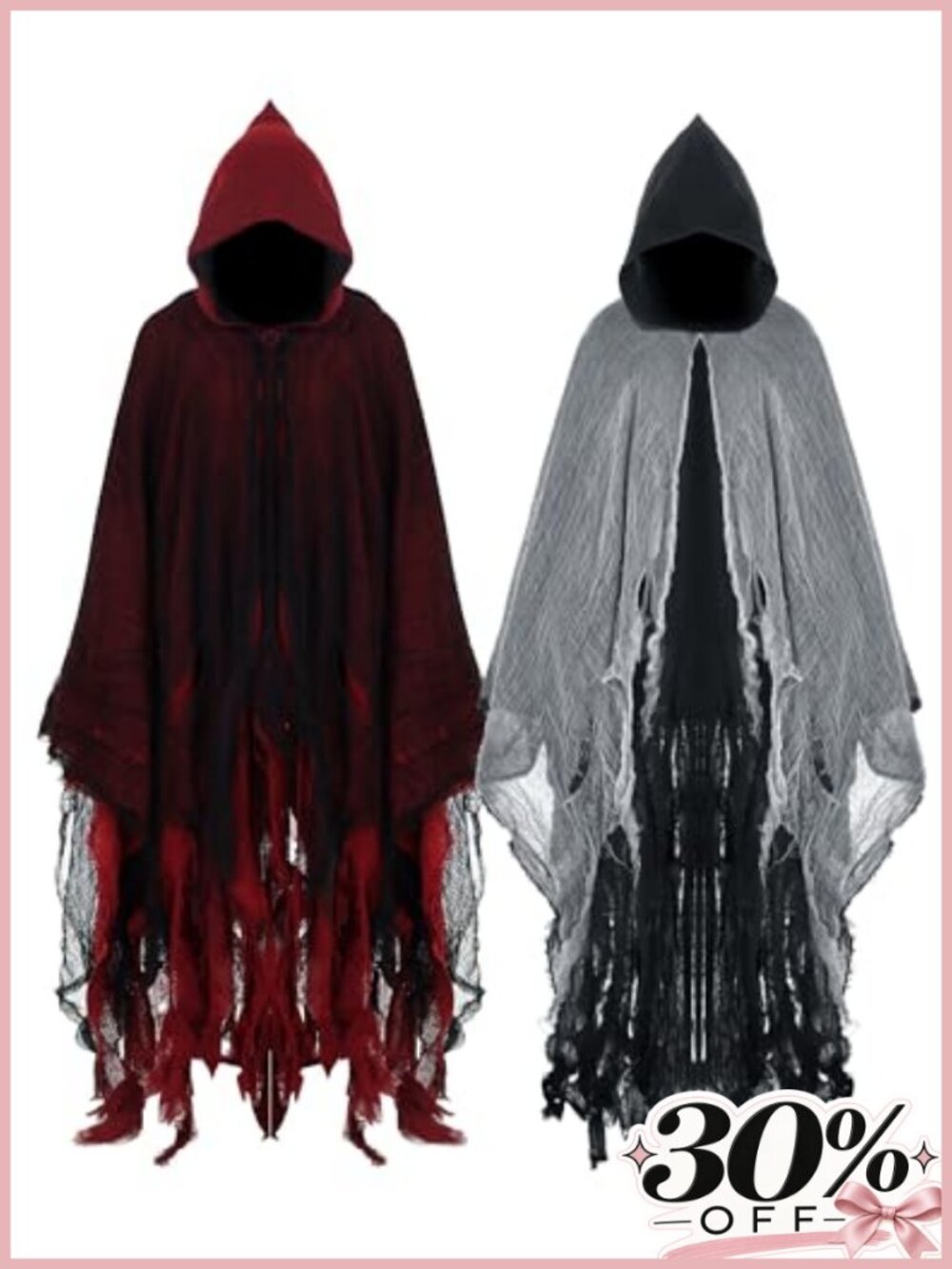 Grim Reaper Hooded Cloak Medieval Renaissance Gothic Robe Unisex Adult Cape